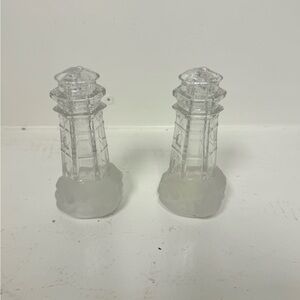 Lenox Clear Glass Lighthouse Salt and Pepper Shakers